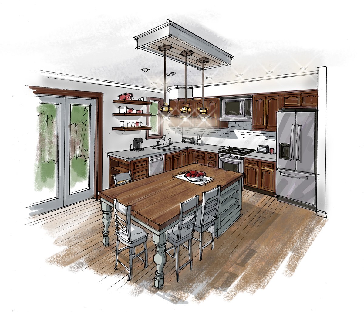 kitchen design sketch mock up